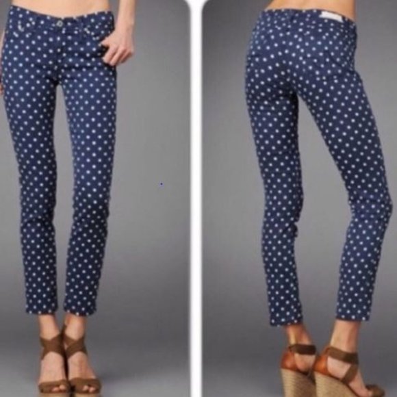 AG Adriano Goldschmied "The Stevie Ankle" Polka Dot Slim Straight Leg Jeans - Picture 14 of 14